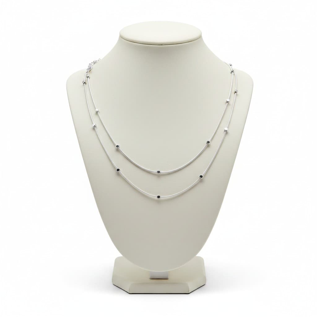 Sleek Bead Duo Layer Chain Necklace